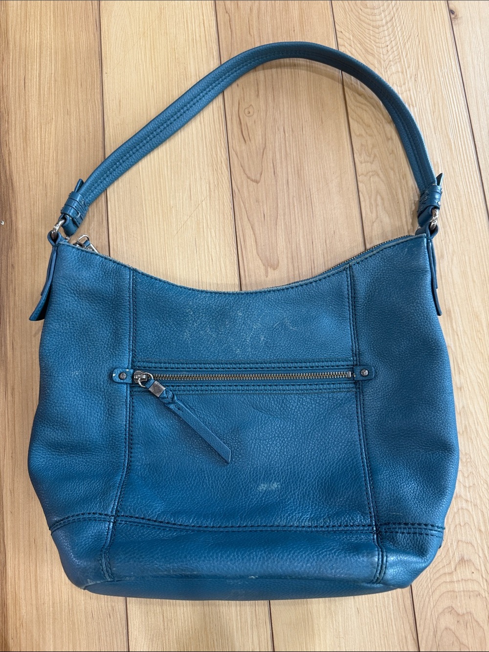 The Sak Teal Pebbled Leather Hobo Shoulder Bag